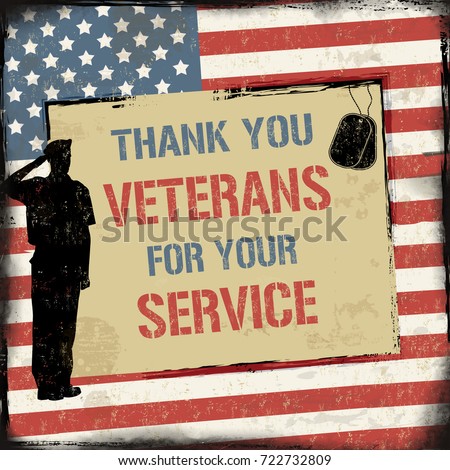 Veterans Day grunge poster with text thank you veterans for your service, vector illustration