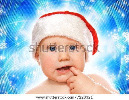 Adorable baby on abstract winter background