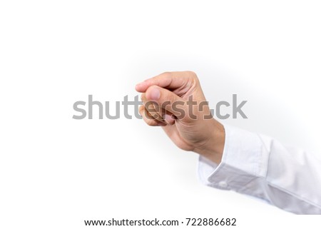 Man business hand on white background