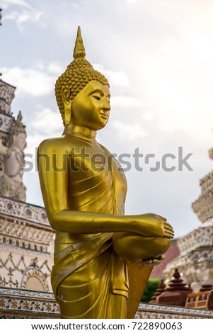 Buddha statue in Pra Prang area at  Wat Arun, Located by the Chao Phraya River, Bangkok.