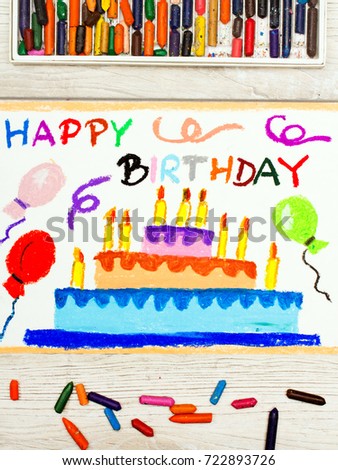 Photo of colorful drawing: Birthday cake