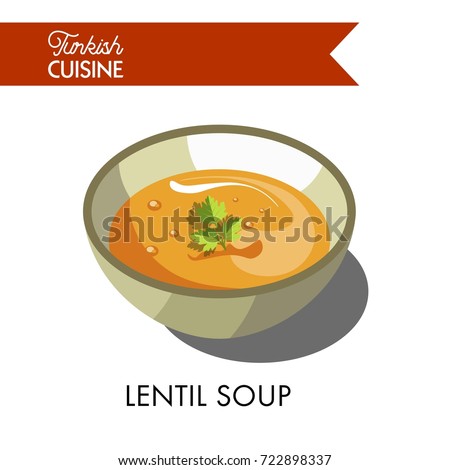 Turkish lentil soup with parsley in deep bowl Royalty-Free Stock Photo #722898337