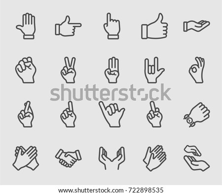 Hands collection line icon Royalty-Free Stock Photo #722898535