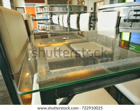Glass table in the library