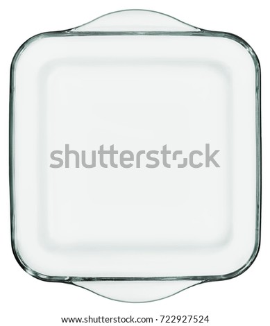 Heath Resistant Rounded Square Transparent Glass Baking Pan Isolated On White Background
