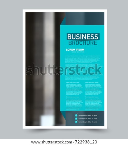 Blue vector flyer template. Abstract brochure design. Annual report cover background. For business, education, advertisement. Editable illustration.