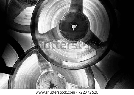Abstract retro composition from tape record. Negative effect