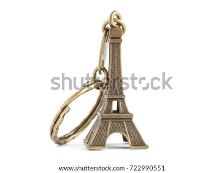 keychain Eiffel tower isolated on white