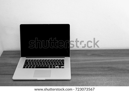 Laptop on the desk.
