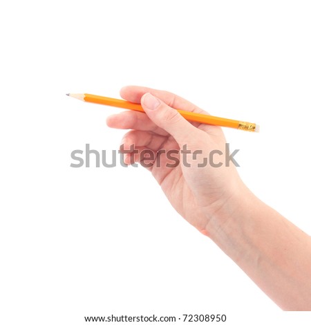 Hand and Pencil isolated on white background
