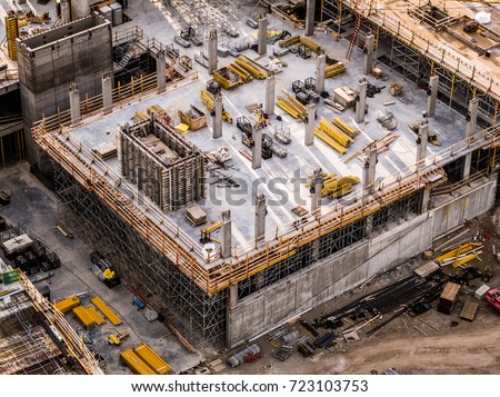 Aerial Photo Busy Industrial Construction Site