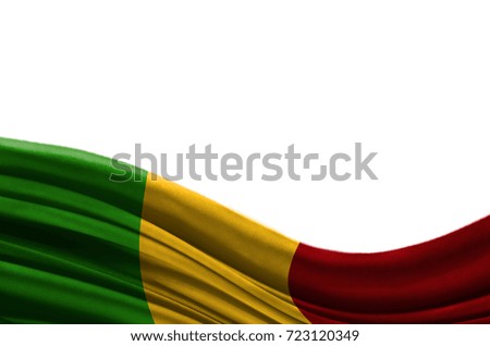 Grunge colorful flag Mali with copyspace for your text or images,isolated on white background. Close up, fluttering downwind.