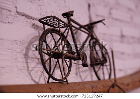 shadow of a bicycle on the wall.selective focus
