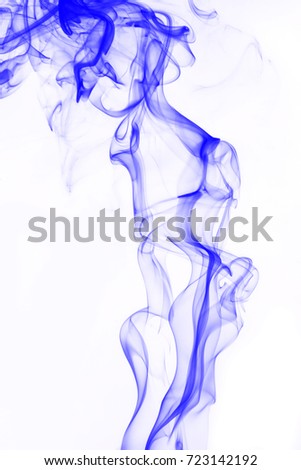 Blue smoke abstract on White background, whiteness concept
