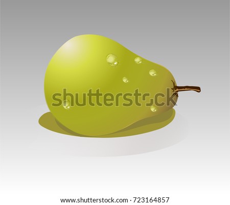 Vector illustration of a pear in a picturesque style on a light gray background