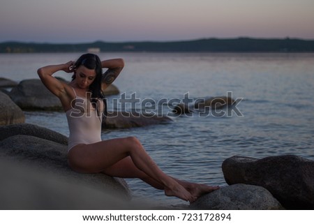 a girl on the lake