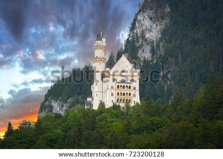 Neuschwanstein Castle in the Bavarian Alps, Germany