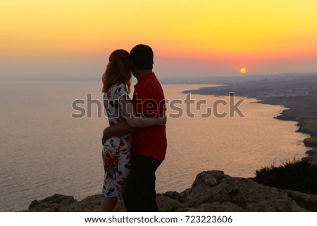 silhouette sunset couple
