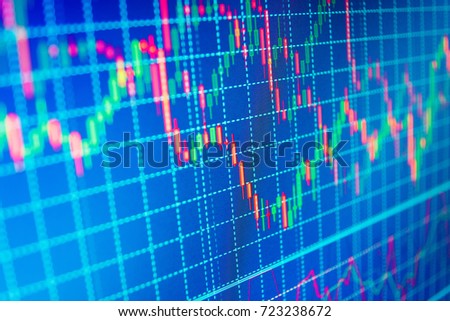 Market analysis for variation report of share price. Stock market quotes on display. Currency trading theme. Business analysis diagram. Data on live computer screen. Professional market analysis. 
