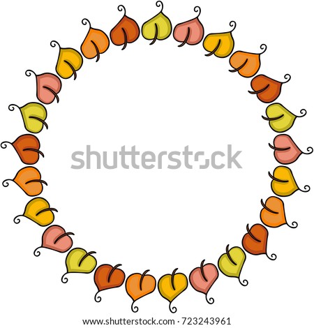 Autumn leaves in the shape of a circle frame
