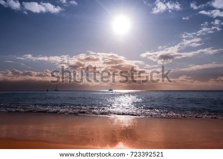 beautiful view on sunset ocean 