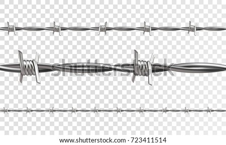 Barbed seamless on a transparent background. 3d realistic vector Royalty-Free Stock Photo #723411514