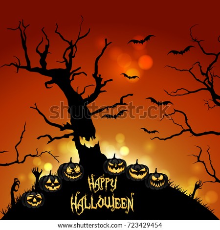Halloween pumpkins  background vector illustration.