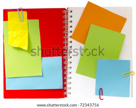 notebook with colorful notes
