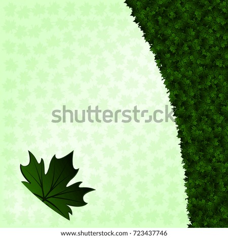 Autumn, vector illustration with green leaves