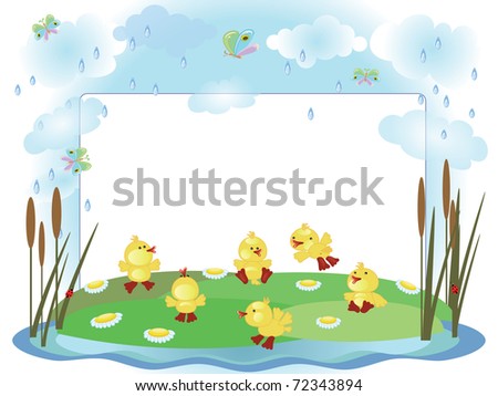 Frame with ducklings