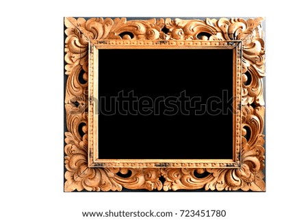 Wood frame,flower style for photo and copy space