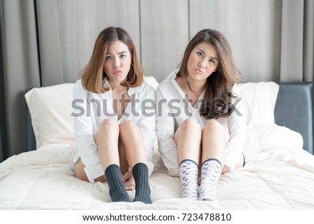 couple of Asian woman with smiling face
