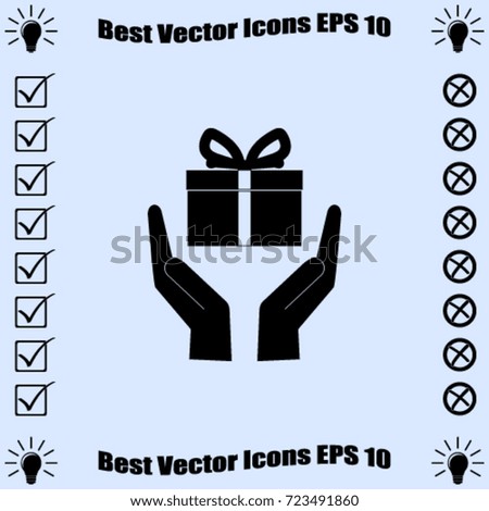 gift on the hands vector icon