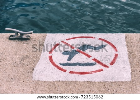 No Swimming Sign at Lake Michigan Chicago