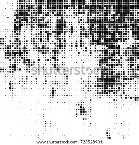 Halftone grunge black white. Abstract vector texture for print and design. The black squares of different sizes on a white background