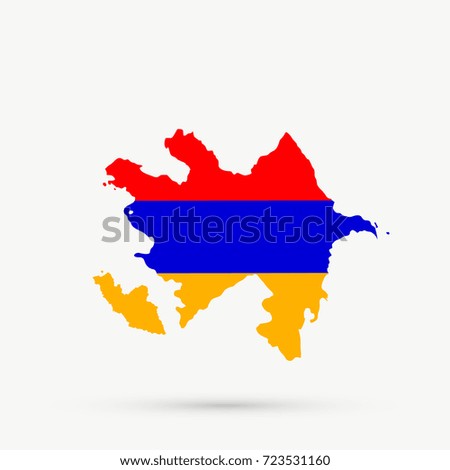 Azerbaijan map in Armenia flag colors, editable vector.