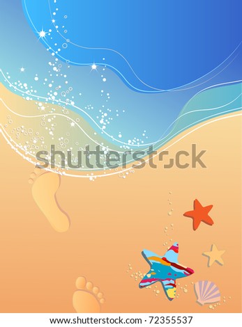 Beach, waves, surf, sand and footprints