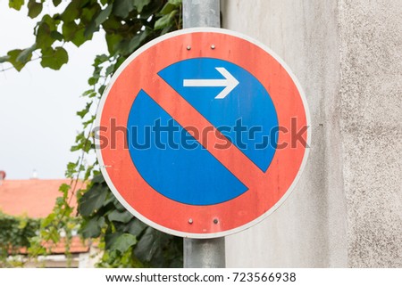 Road sign, prohibitory sign - No parking here
