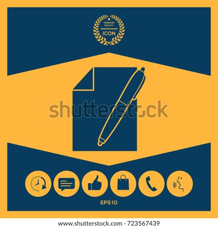 Sheet of paper and pen symbol icon