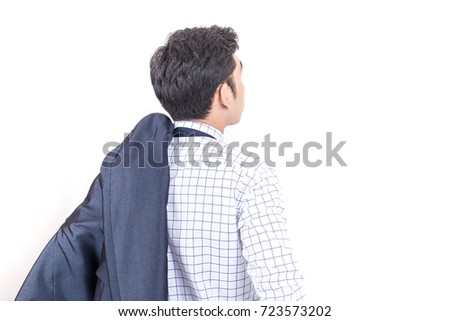 Businessman walking to the future, Business Success concept, isolated on white background.