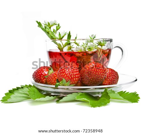 strawberry tea  close up isolated on white background 
