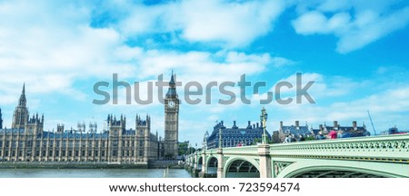 Westminster Bridge and Palace on a beautiful sunny day - London.