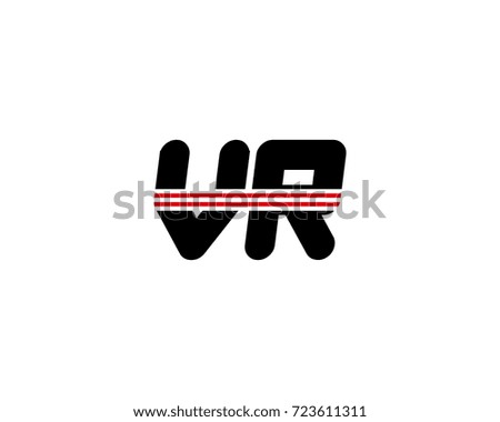 The logo of the initial letter VR, black red line