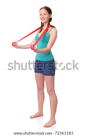 Full isolated studio picture from a young woman doing gymnastics
