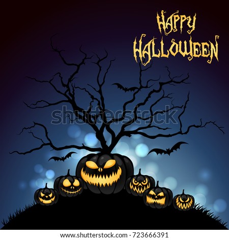 Halloween pumpkins  background vector illustration.