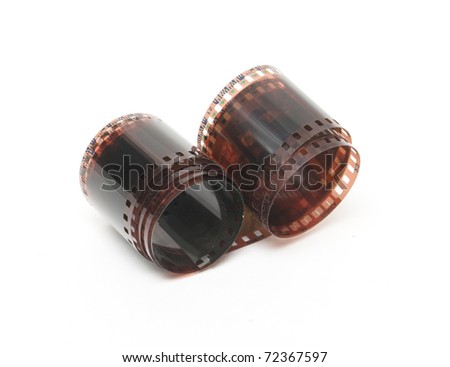Processed 35 mm film isolated over white background