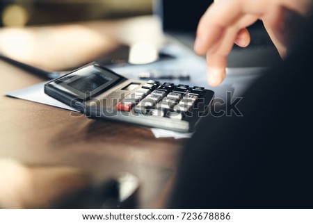 calculator close-up, banking, finance, economics, business                               