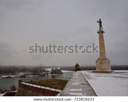 the mouth of the Sava in the Danube Panorama of Belgrade
