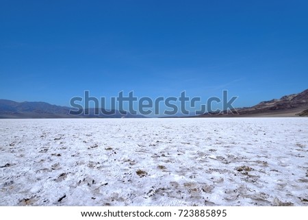 A lifeless salty desert. Badwater Basin. Death Valley Zarbriskie Point  National Park California