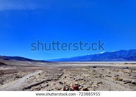 A picturesque road to the Valley of death. Death Valley  Zarbriskie Point  National Park California.Devil’s Golf Course